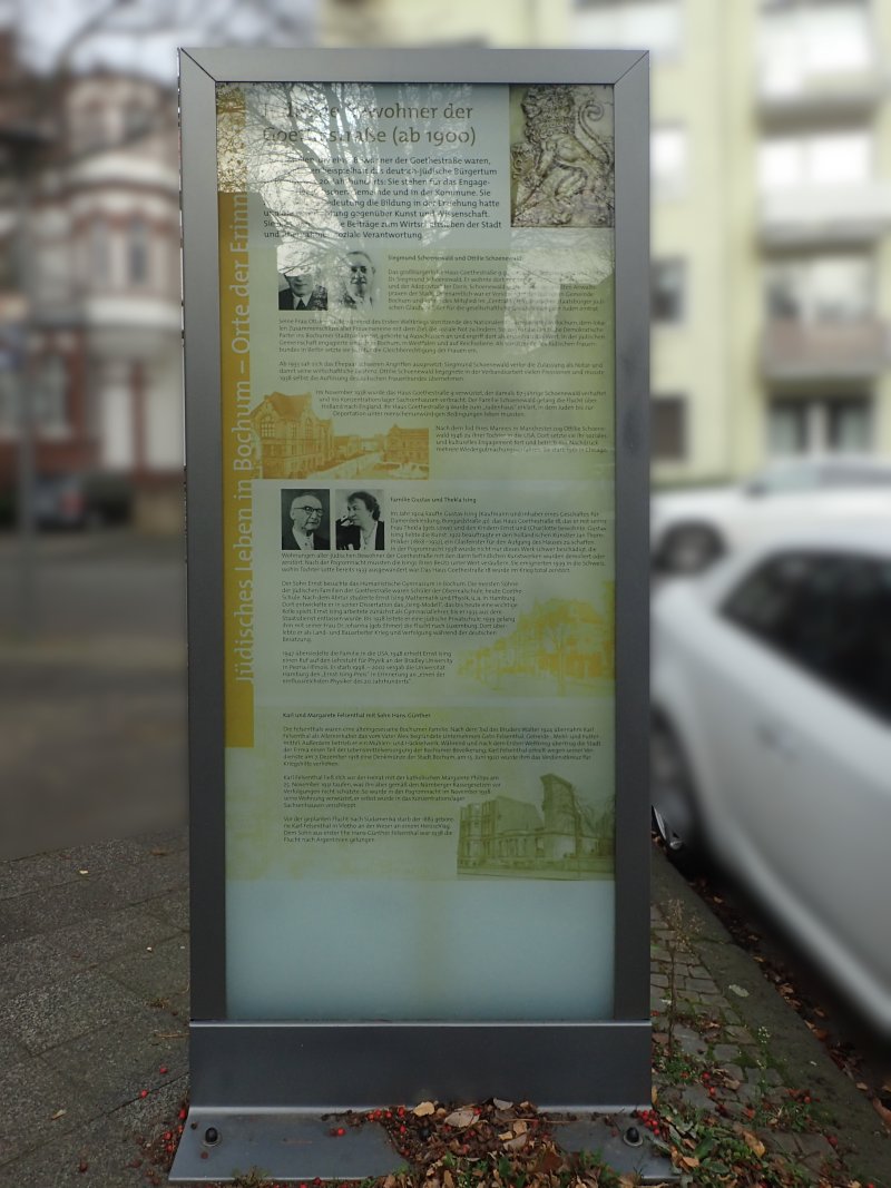 Jüdische Bewohner der Goethestraße Bochum (ab 1900)