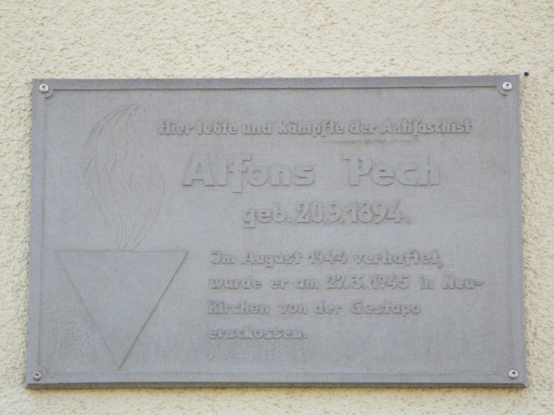 Gedenktafel für Alfons Pech