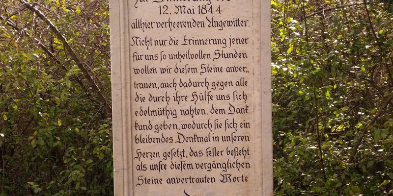 Denkmal zur Erinnerung des am 12. Mai 1844 allhier verheerenden Ungewitter
