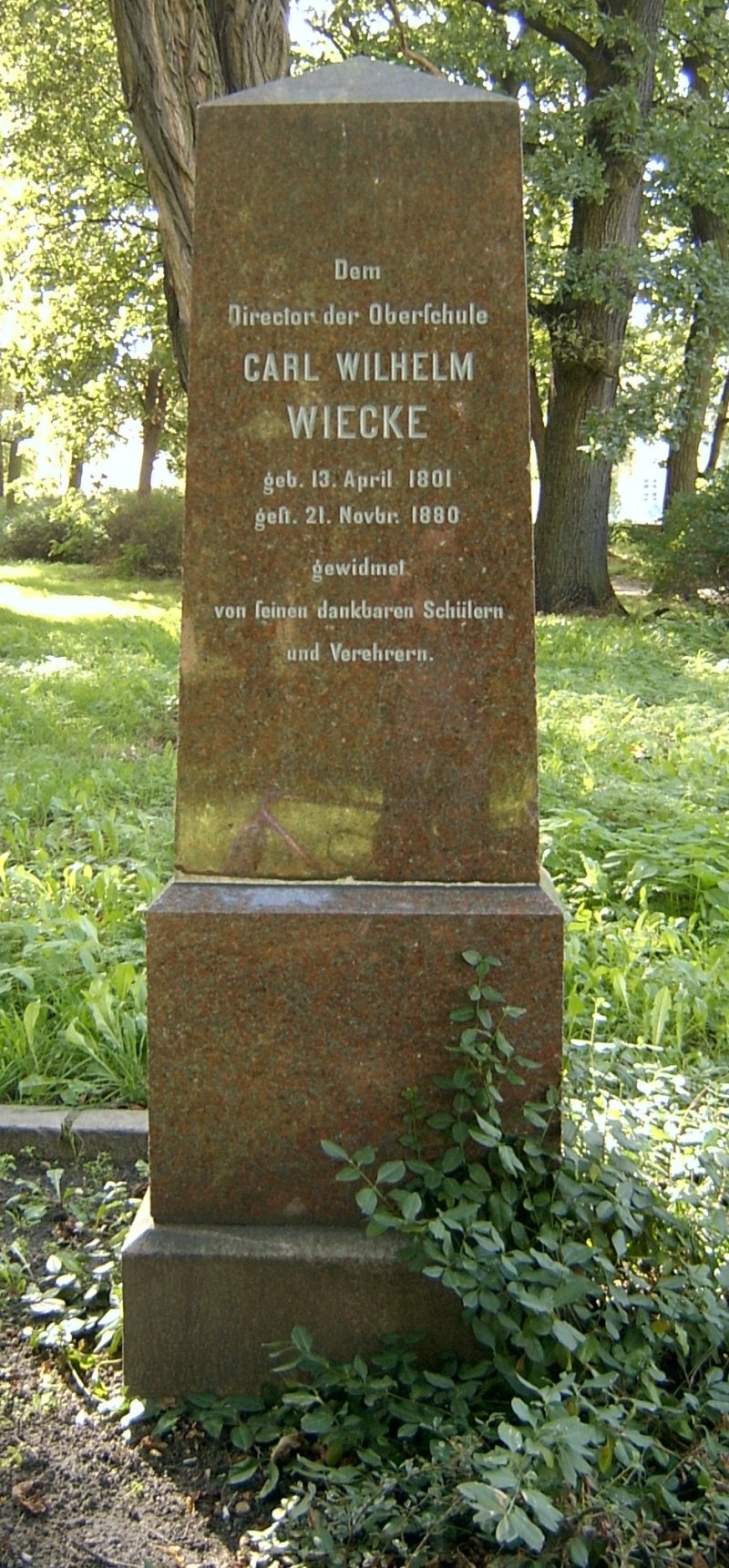 Gedenkstein für Carl Wilhelm Wiecke