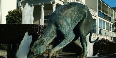 Brunnen mit Hund