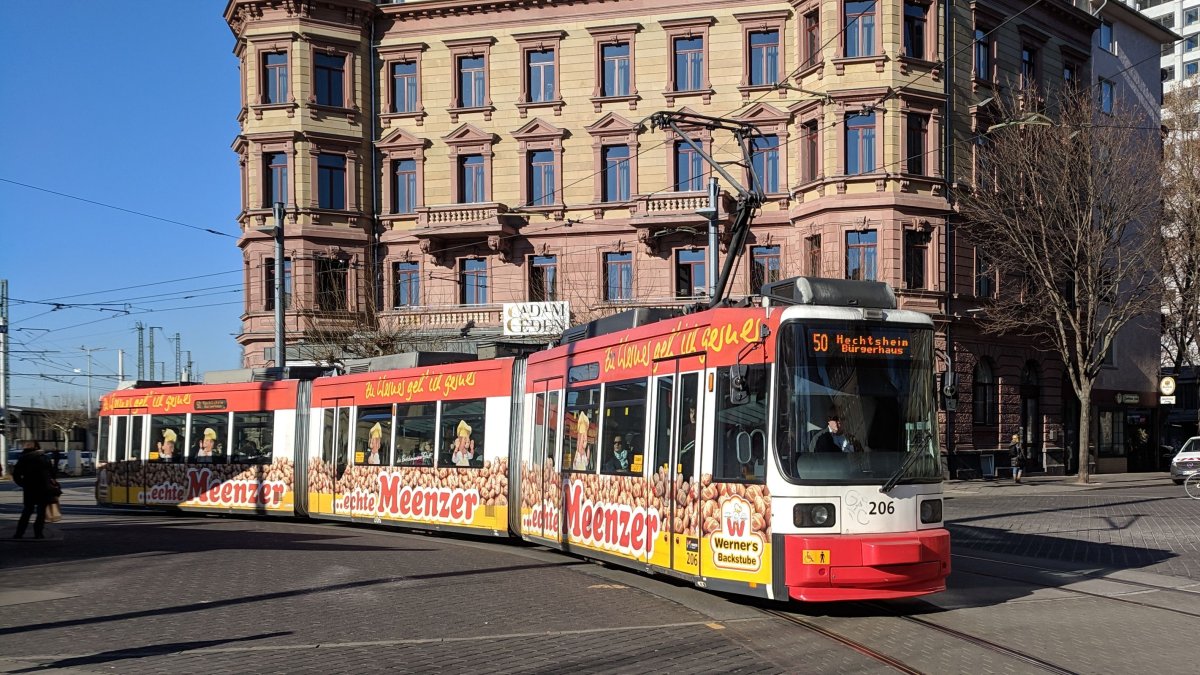 Tram 50: Finthen Römerquelle => Hechtsheim Bürgerhaus