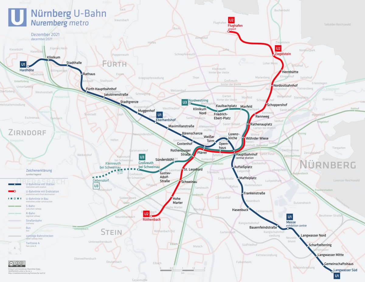 U-Bahn U1: Fürth-Stadthalle => Nürnberg Langwasser Süd