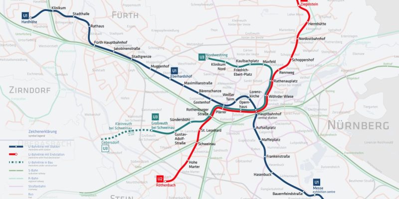 U-Bahn U2: Nürnberg Röthenbach => Nürnberg Flughafen